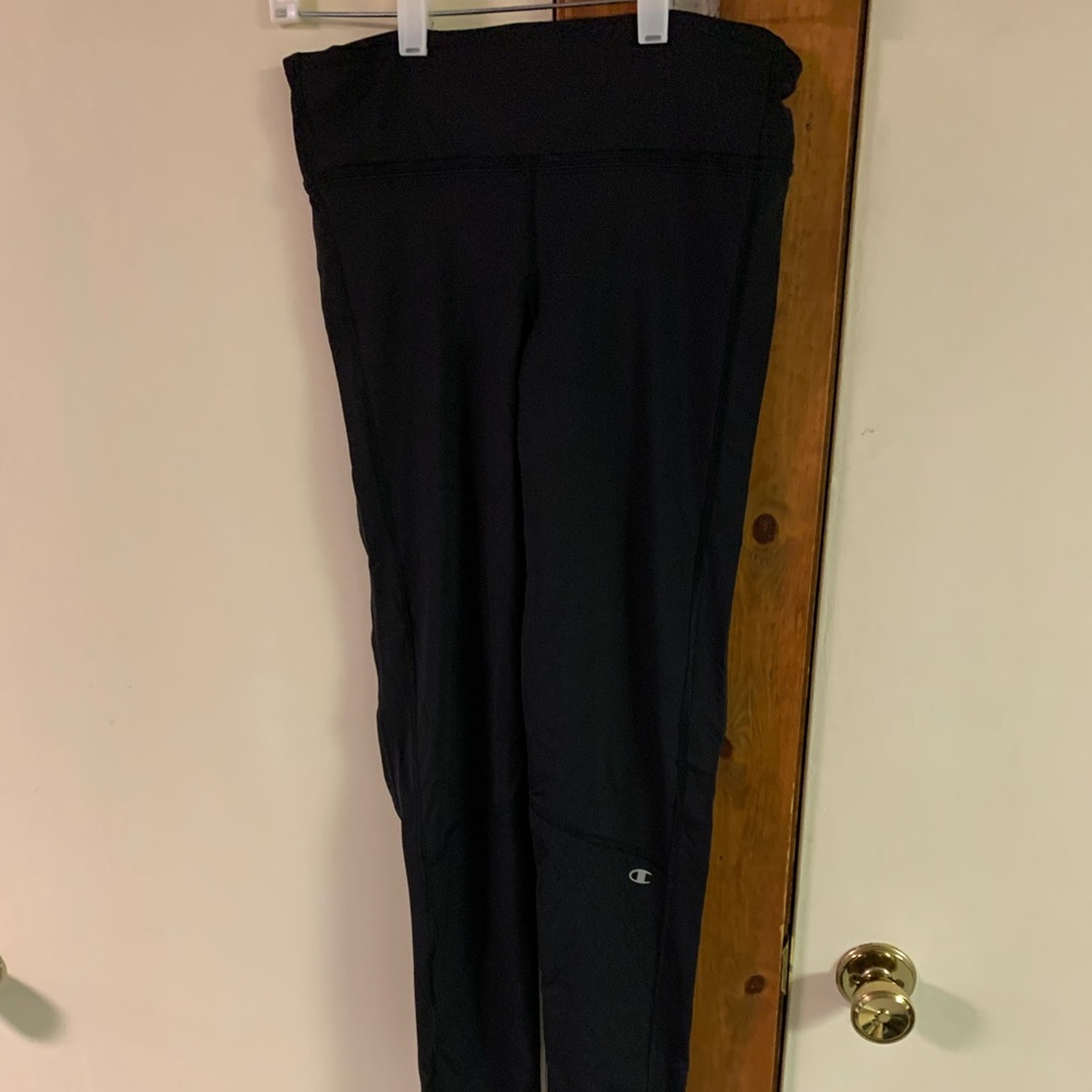 Black Champion exercise leggings. With zipper and pocket